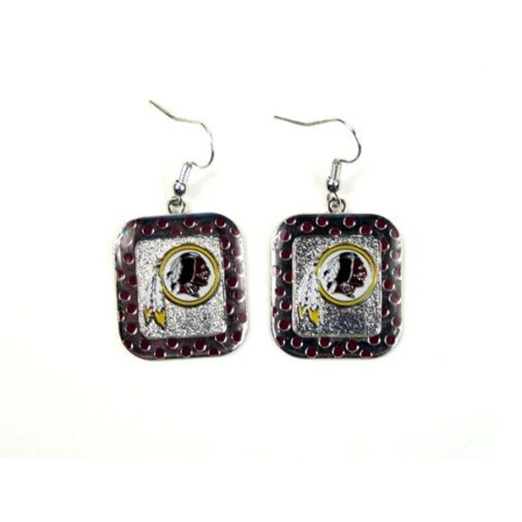 Washington Redskins NFL Polka Dot Style Dangle Earrings - Picture 2 of 3